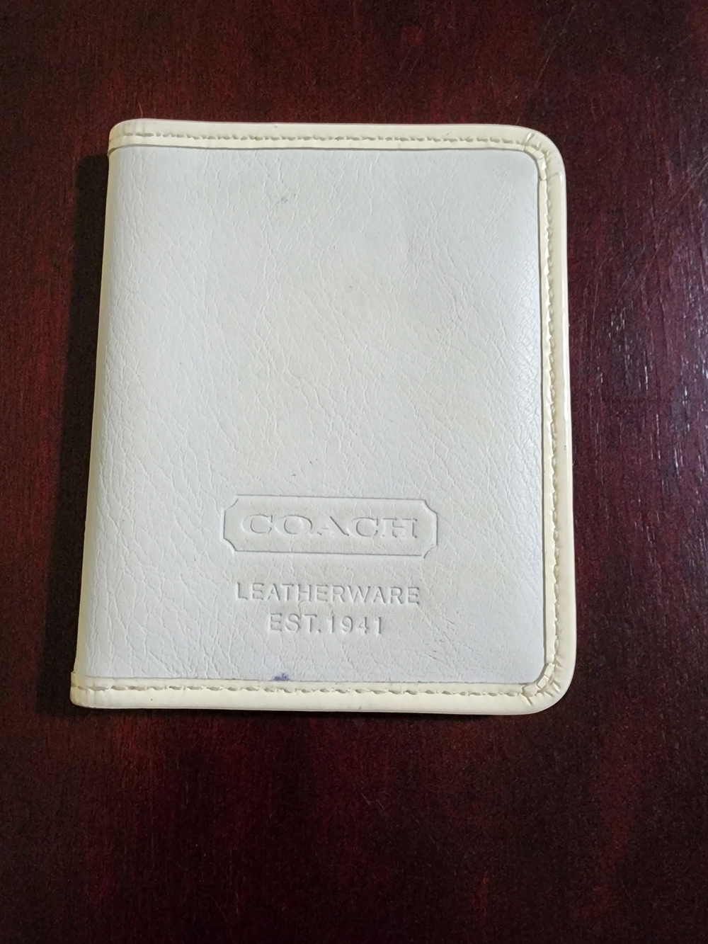 Vintage Coach Cream Leather Double ID Photo Window Card Holder Wallet 1941